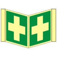 Erste Hilfe Winkelschild Schild Kunststoff nachleuchtend...