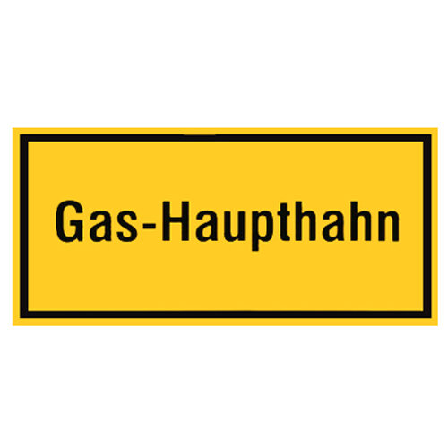 Hinweisschild - Gas - Haupthahn Folie selbstklebend 200 x 100 mm