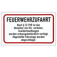 Feuerwehrzufahrt nach § 22 VVB Alu 300 x 500 mm