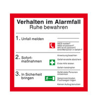 Verhalten im Alarmfall Folie 200 x 200mm (BGV A8)