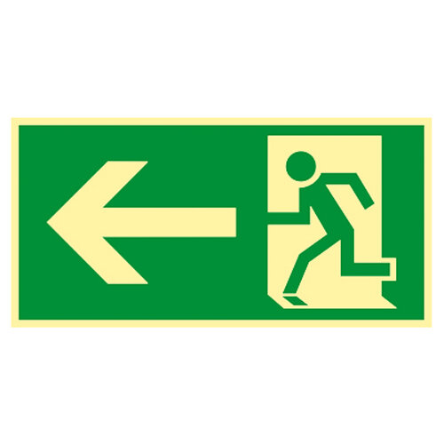 Rettungsweg Schild links Kunststoff nachl. selbstkl. 400 x 200 mm