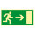 Rettungsweg Schild rechts Kunststoff nachleuchtend selbstklebend 297 x 148 mm
