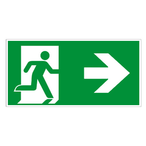Rettungsweg Schild rechts Folie selbstklebend 297 x 148 mmISO