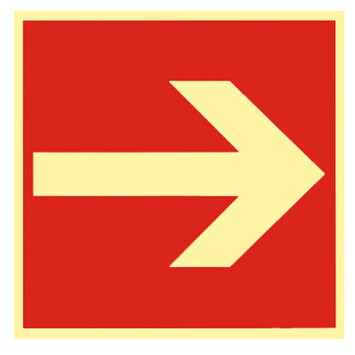 Richtungsangabe - Richtungspfeil gerade Kunststoff nachleuchtend selbstklebend 148 x 148 mm