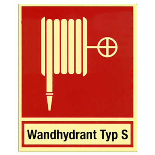 Löschschlauch - Schild Kunststoff nachleuchtend selbstklebend Typ S