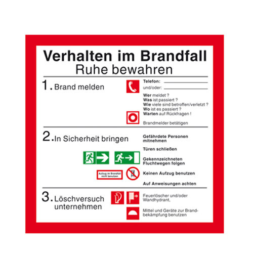 Verhalten im Brandfall Folie selbstklebend  200x200mm