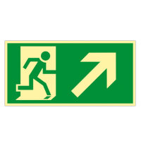Rettungsweg Schild rechts aufwärts Kunststoff...