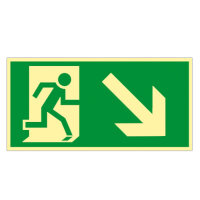 Rettungsweg Schild rechts abwärts Kunststoff...