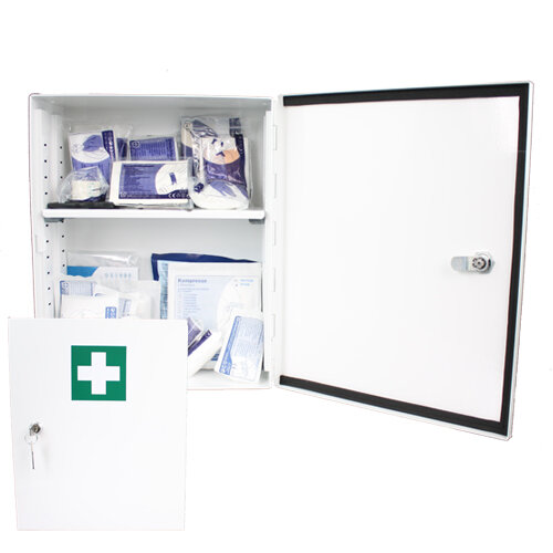 Erste Hilfe Schrank DIN 13169 mit Schloss inkl. Füllung