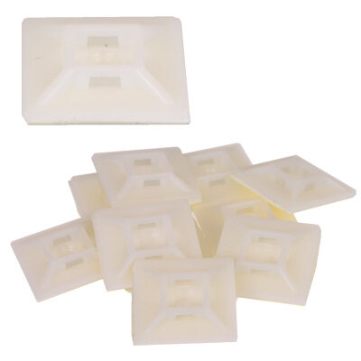 10 Klebesockel für Kabelbinder - weiss - 27 x 27 mm bis 4,8 mm breite