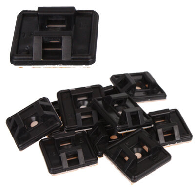 10 Klebesockel für Kabelbinder - schwarz - 27 x 27 mm bis 4,8 mm breite