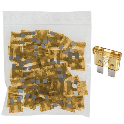50 x Flachstecksicherung 5A / 32V / natur