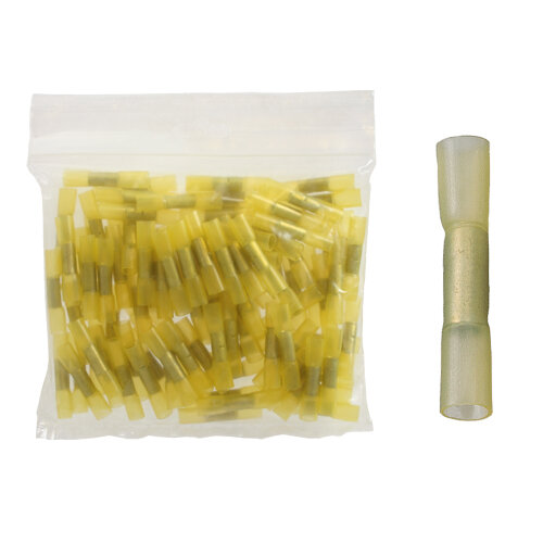 100 Stück Stoßverbinder mit Schrumpfschlauch gelb 4,0-6,0 qmm