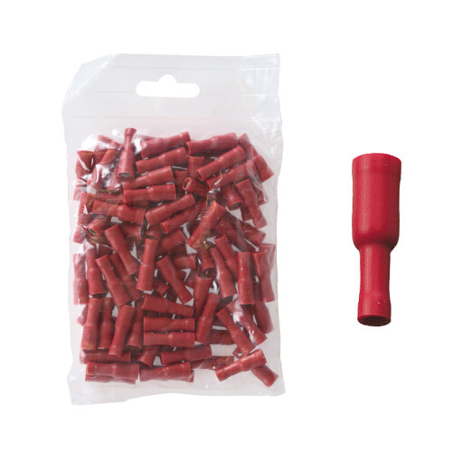 100 Rundsteckhülsen 3,86mm rot 0,25-1,0 qmm
