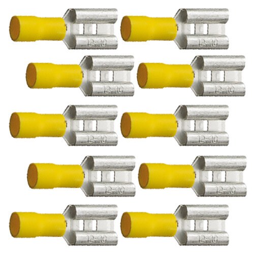 10 teilisolierte Flachsteckhülsen  9,5x1,1 gelb 4,0 bis 6,0 mm²