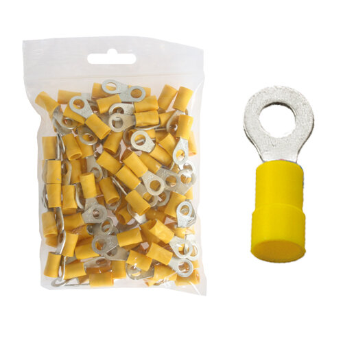 100 Stück  Ringkabelschuhe M6 6,4mm gelb 4,0 bis 6,0 mm²