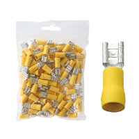 100 teilisolierte Flachsteckhülsen 6,3x0,8 gelb 4,0...