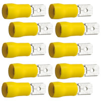 10 teilisolierte Flachstecker 6,3x0,8 gelb 4,0 bis 6,0...