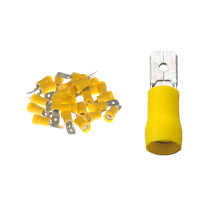 25 teilisolierte Flachstecker 6,3x0,8 gelb 4,0 bis 6,0...