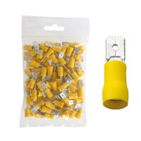 100 teilisolierte Flachstecker 6,3x0,8 gelb 4,0 bis 6,0...