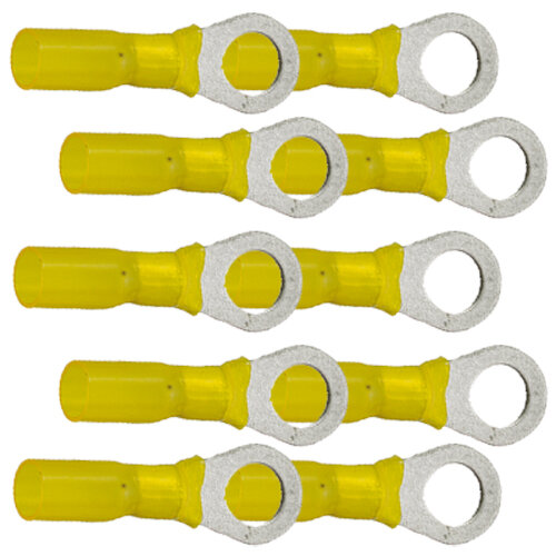10 Ringkabelschuhe M8 8,4mm gelb mit Schrumpfschlauch 4,0 bis 6,0 mm²