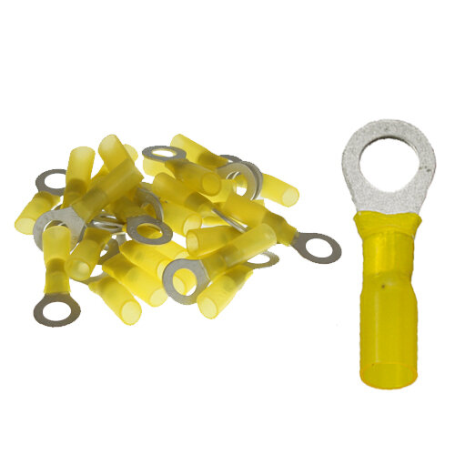 25 Ringkabelschuhe M8 8,4mm gelb  mit Schrumpfschlauch 4,0 bis 6,0 mm²