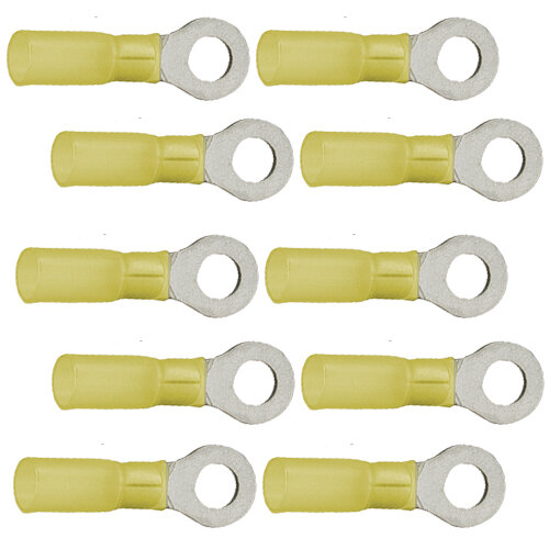 10 Ringkabelschuhe M6 6,4mm gelb mit Schrumpfschlauch 4,0 bis 6,0 mm²