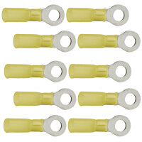 10 Ringkabelschuhe M6 6,4mm gelb mit Schrumpfschlauch 4,0...