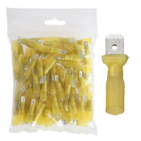 100 teilisolierte Flachstecker 6,3 x 0,8 gelb mit...