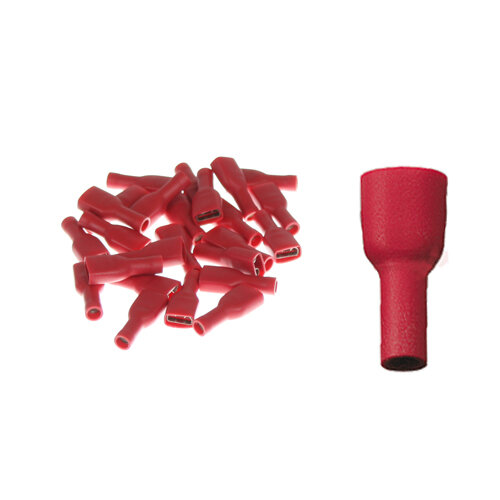 25 vollisolierte Flachsteckhülsen 6,3 x 0,8 rot 0,5 bis 1,5 mm²