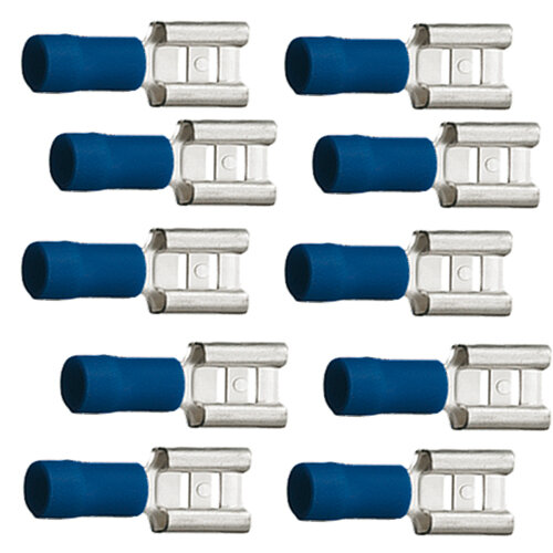 10 teilisolierte Flachsteckhülsen 6,3 x 0,8 blau 1,5 bis 2,5 mm²