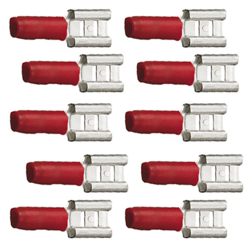 10 teilisolierte Flachsteckhülsen 6,3 x 0,8 rot 0,5 bis 1,5 mm²