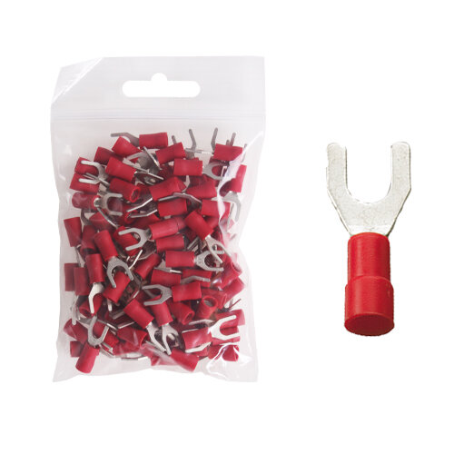 100 Gabelkabelschuhe 5,3mm rot 0,5 bis 1,5 mm²