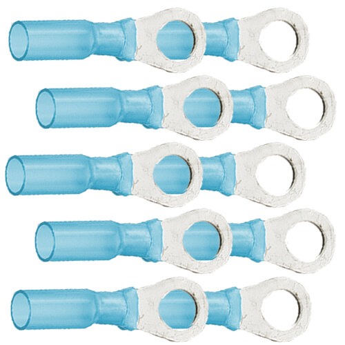 10 isolierte Ringkabelschuhe M6 blau mit Schrumpfschlauch 1,5 - 2,5qmm