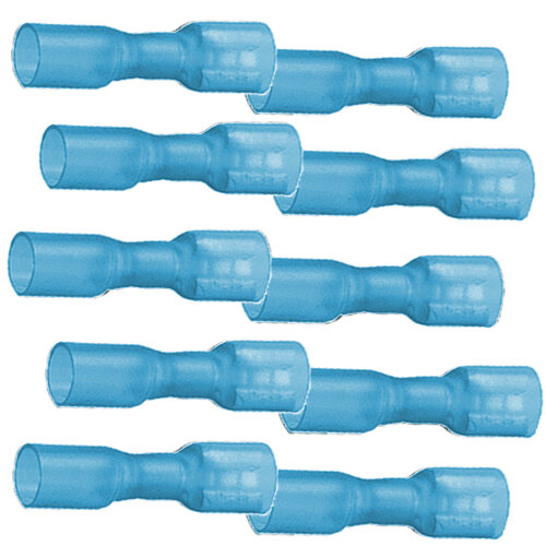 10 vollisolierte Flachsteckhülsen 6,4 x 0,8 mit Schrumpfschlauch blau 1,5 bis 2,5 mm²