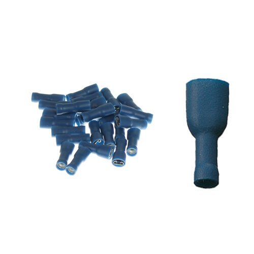 25 Flachsteckhülsen vollisoliert 4,7x0,5 blau 1,5 bis 2,5 mm²