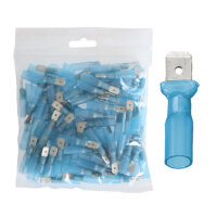 100 teilisolierte Flachstecker 6,4 x 0,8 blau mit...