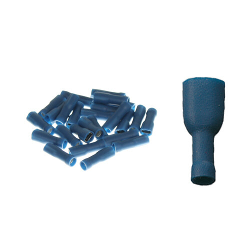 25 vollisolierte Flachsteckhülsen 4,7 x 0,8 blau 1,5 bis 2,5 mm²