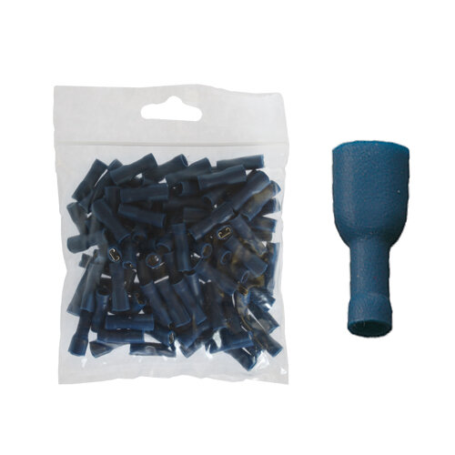 100 vollisolierte Flachsteckhülsen 4,7 x 0,8 blau 1,5 bis 2,5 mm²