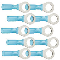 10 isolierte Ringkabelschuhe M8 blau mit Schrumpfschlauch...