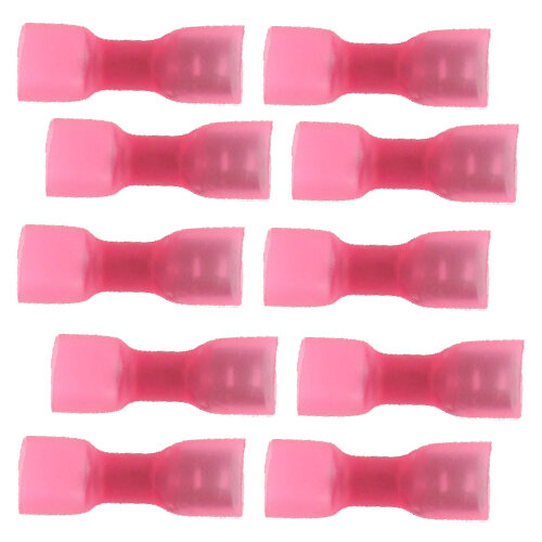 10 vollisolierte Flachsteckhülsen 6,4mm mit Schrumpfschlauch rot 0,5 bis 1,5 mm²