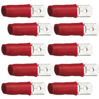 10 teilisolierte Flachstecker 6,3x0,8 rot 0,5 bis 1,5...