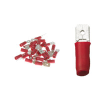 25 teilisolierte Flachstecker 6,3x0,8 rot 0,5 bis 1,5...