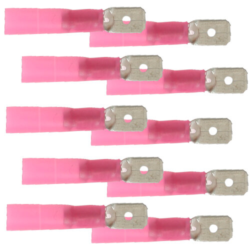 10 teilisolierte Flachstecker 6,3 x 0,8 mit Schrumpfschlauch rot 0,5 bis 1,5 mm²