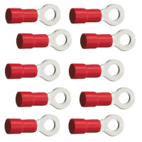 10 isolierte Ringkabelschuhe M5 rot 0,5 bis 1,5 mm²