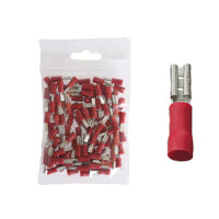 100 teilisolierte Flachsteckhülsen 2,8x0,8 rot 0,5...