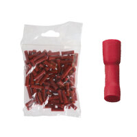 100 vollisolierte Flachsteckhülsen 2,8 mm rot 0,5...