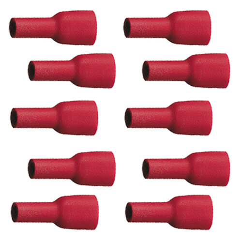 10 vollisolierte Flachsteckhülsen 4,7x0,5 rot 0,5 bis 1,5 mm²