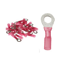 25  isolierte Ringkabelschuhe M6 rot mit Schrumpfschlauch...