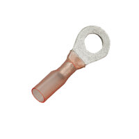 100 isolierte Ringkabelschuhe M6 rot mit Schrumpfschlauch...